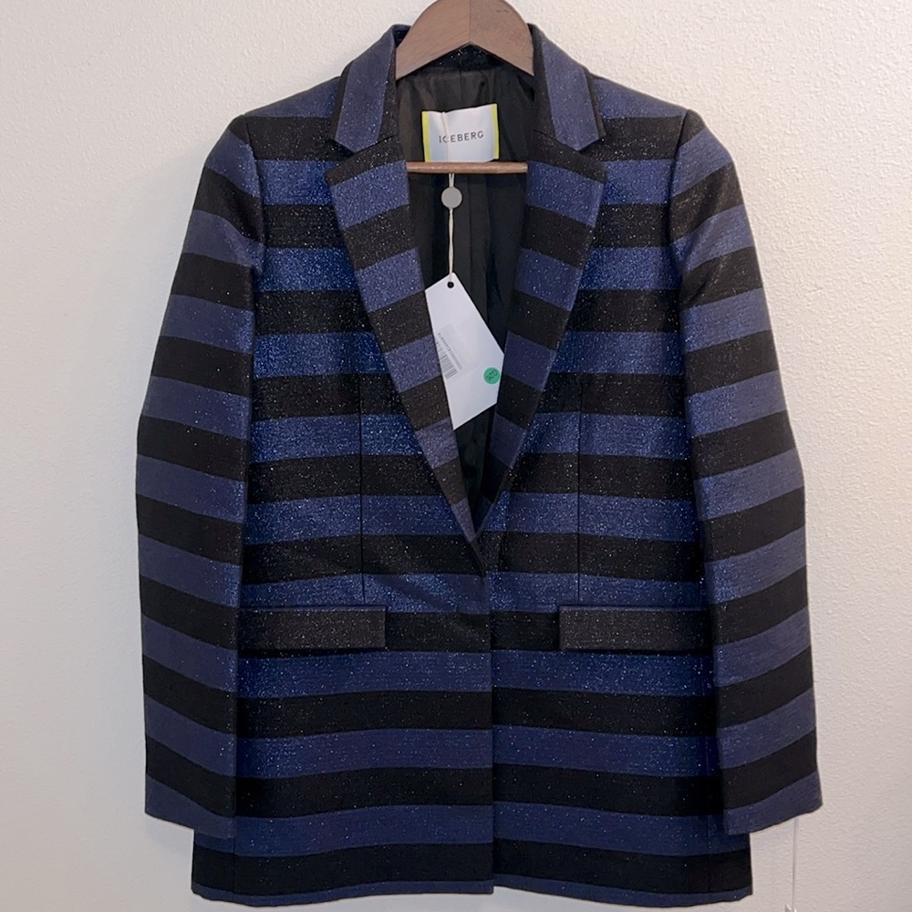 Iceberg Striped Blazer in Blue and Black NWT